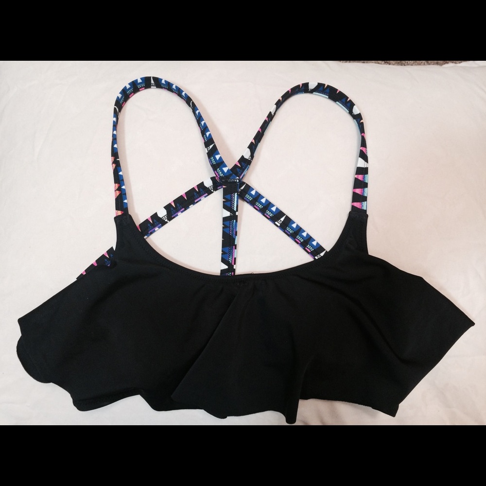 VS Strappy Flounce Black Bikini Top